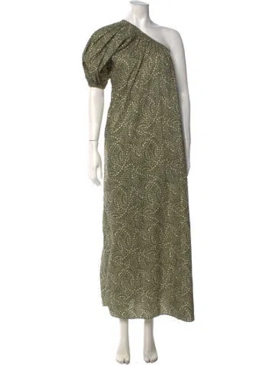 Pre-owned Matteau Paisley Print Long Dress In Green