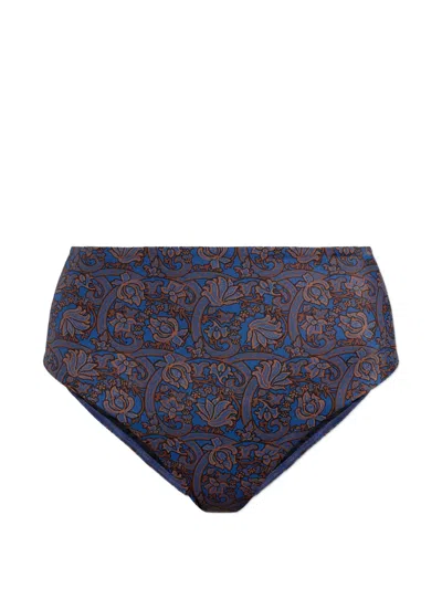 Matteau Paisley-print High-waist Bikini Bottoms In Blue