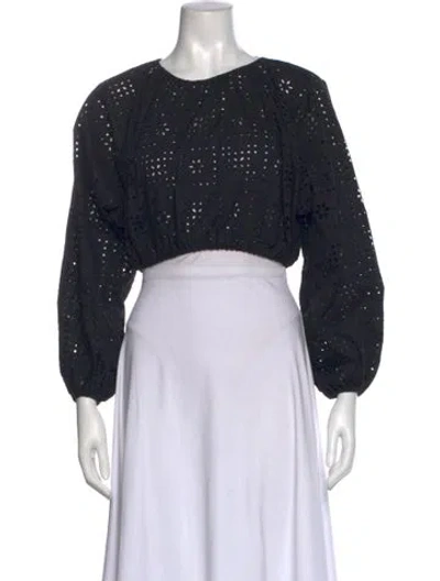 Pre-owned Matteau Patterned Crew Neck Crop Top In Black