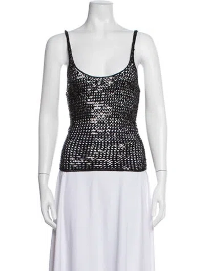 Pre-owned Matteau Patterned Scoop Neck Top In Black