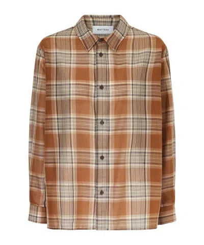 Matteau Checked Cotton-voile Shirt In Brown