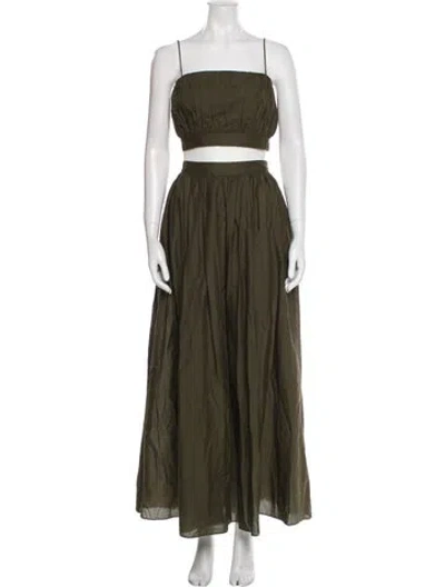 Pre-owned Matteau Pleated Accents Skirt Set W/ Tags W/ Tags In Green
