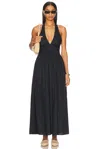 Matteau Plunge Halterneck Midi Dress In Black