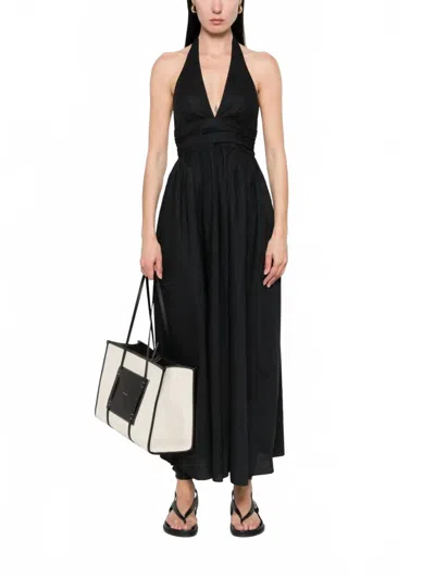 Matteau Plunge Halter Dress In Black