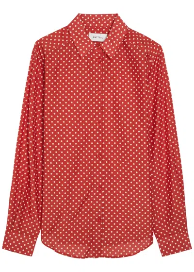 Matteau Polka Dot Cotton And Silk-blend Shirt In Red