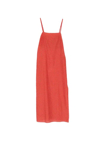 Matteau Polka Dot Midi Dress In Red