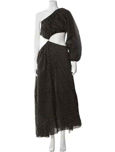 Pre-owned Matteau Polka Dot Print Long Dress In Black