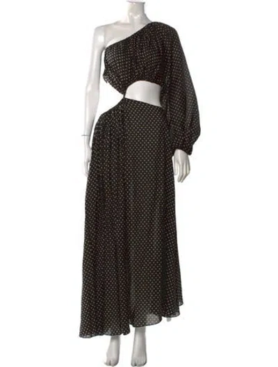 Pre-owned Matteau Polka Dot Print Long Dress In Black