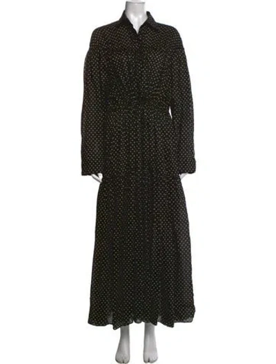 Pre-owned Matteau Polka Dot Print Long Dress In Black