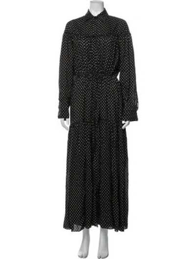 Pre-owned Matteau Polka Dot Print Long Dress In Black