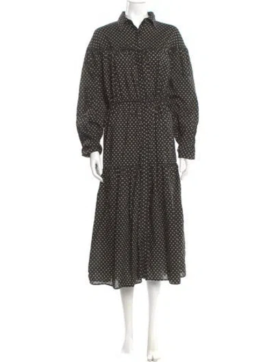 Pre-owned Matteau Polka Dot Print Long Dress In Green