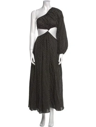 Pre-owned Matteau Polka Dot Print Midi Length Dress In Black