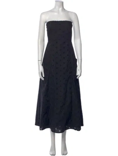 Pre-owned Matteau Polka Dot Print Midi Length Dress In Black