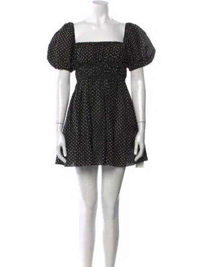 Pre-owned Matteau Polka Dot Print Mini Dress In Black