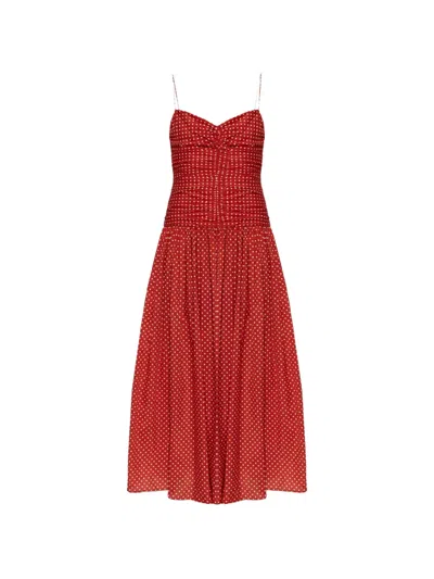 Matteau Polka-dot Ruched Maxi Dress In Red