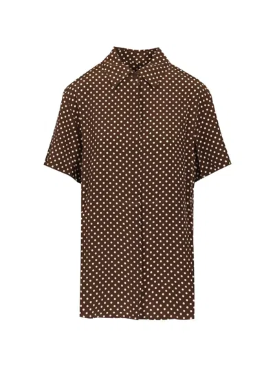 Matteau Polka-dot Short-sleeve Shirt In Brown