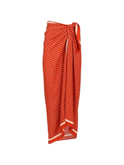 Matteau Polka-dot Silk-georgette Pareo In Red