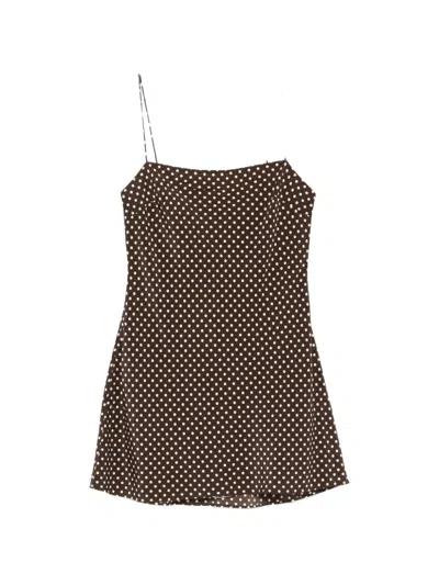 Matteau Polka-dot Silk-crepe De Chine Mini Dress In Brown