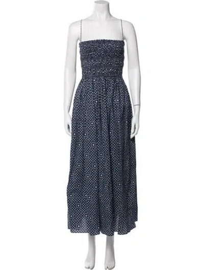 Pre-owned Matteau Printed Long Dress In Blue