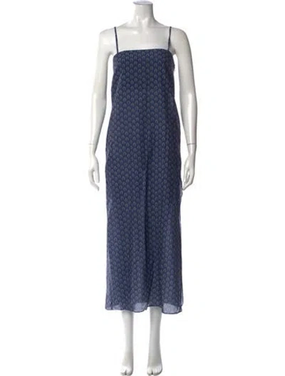 Pre-owned Matteau Printed Long Dress In Blue