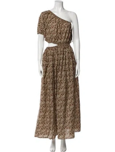 Pre-owned Matteau Printed Long Dress In Brown