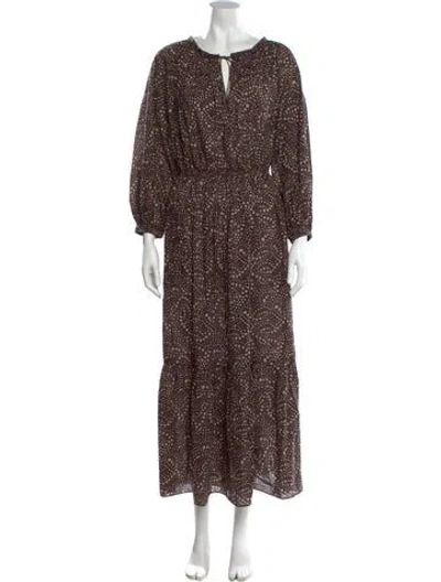 Pre-owned Matteau Printed Long Dress In Brown