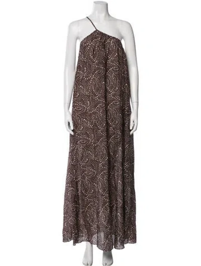 Pre-owned Matteau Printed Long Dress In Brown