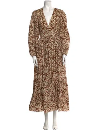 Pre-owned Matteau Printed Long Dress In Neutral