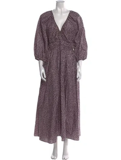 Pre-owned Matteau Printed Long Dress In Purple