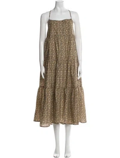 Pre-owned Matteau Printed Long Dress In Yellow