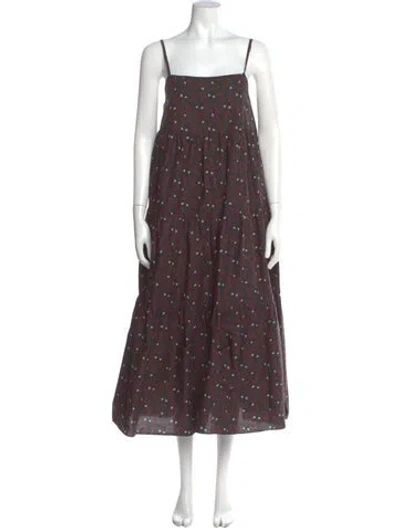 Pre-owned Matteau Printed Midi Length Dress In Black