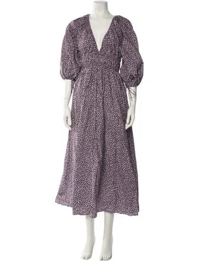 Pre-owned Matteau Printed Midi Length Dress In Multi