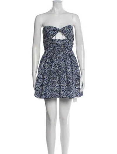 Pre-owned Matteau Printed Mini Dress In Blue
