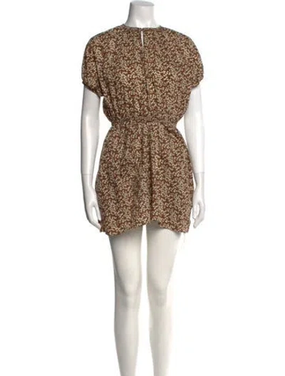 Pre-owned Matteau Printed Mini Dress In Brown