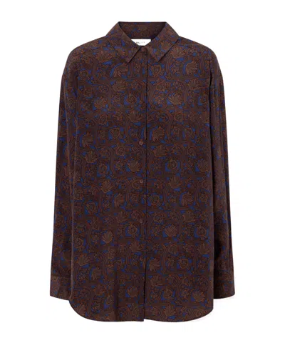 Matteau Printed Silk-crepe De Chine Shirt In Brown