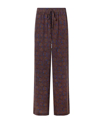 Matteau Printed Silk-crepe De Chine Straight-leg Pants In Brown