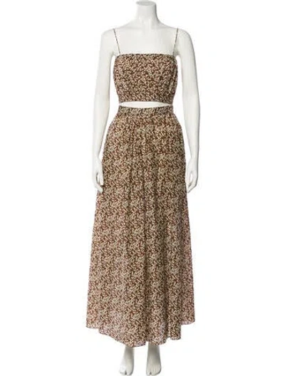 Pre-owned Matteau Printed Skirt Set In Brown