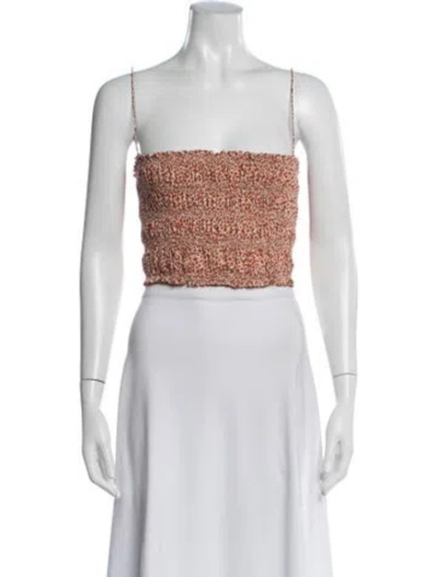 Pre-owned Matteau Printed Square Neckline Crop Top In Green