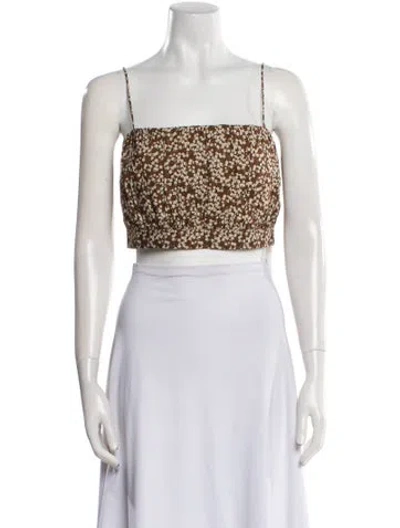 Pre-owned Matteau Printed Square Neckline Crop Top In Multi