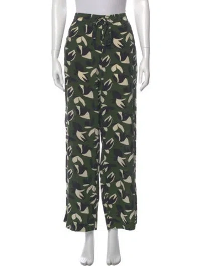 Pre-owned Matteau Printed Wide Leg Pants In Green