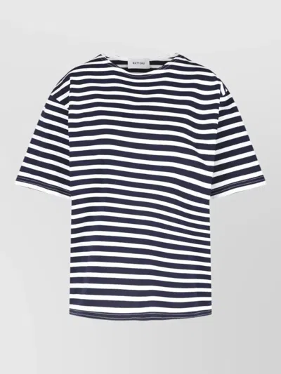 Matteau Regular Striped Crew Neck Short Sleeve Top In Blue
