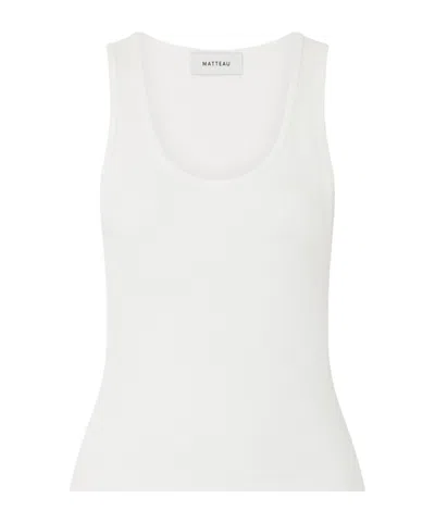 Matteau Ribbed Organic Cotton-blend Jersey Tank In White