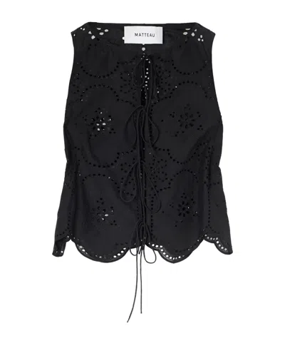 Matteau Scalloped Broderie Anglaise Cotton Top In Black