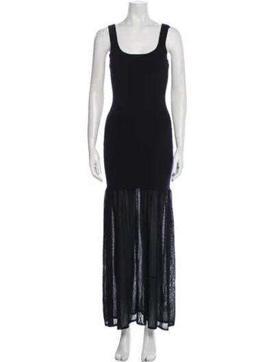 Pre-owned Matteau Scoop Neck Long Dress In Black