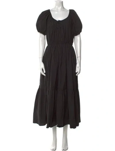 Pre-owned Matteau Scoop Neck Long Dress In Black