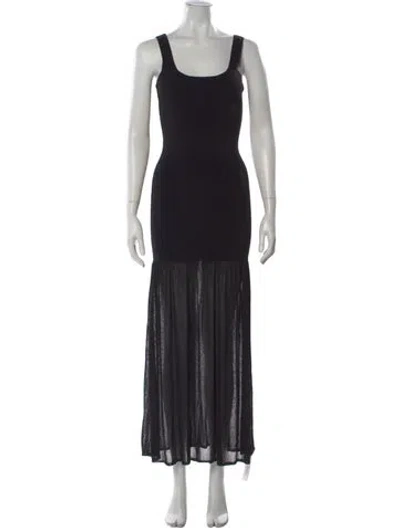 Pre-owned Matteau Scoop Neck Long Dress In Black