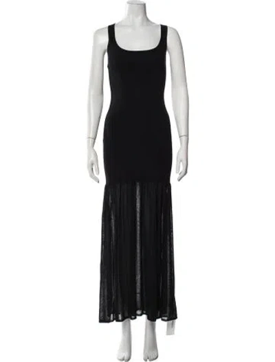 Pre-owned Matteau Scoop Neck Long Dress In Black