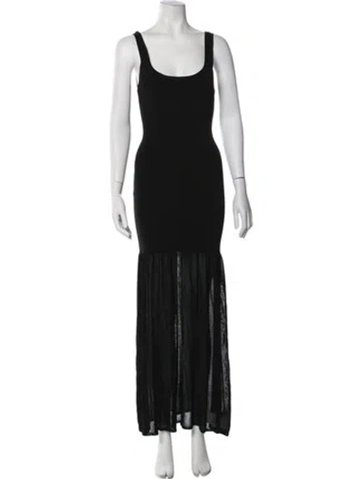 Pre-owned Matteau Scoop Neck Long Dress In Black