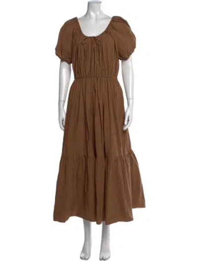 Pre-owned Matteau Scoop Neck Long Dress In Brown