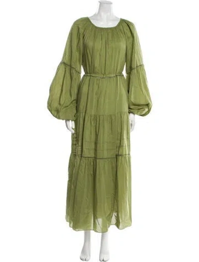 Pre-owned Matteau Scoop Neck Long Dress In Green